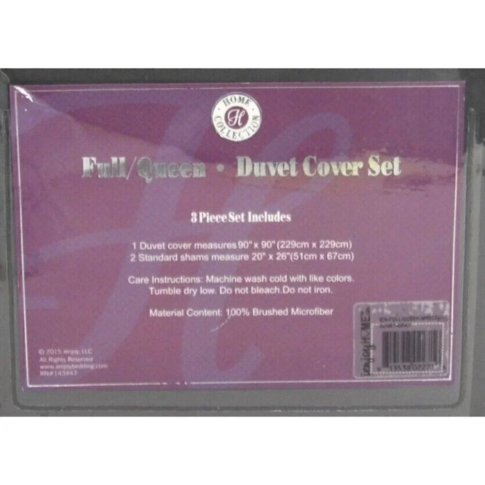 BECKY CAMERON Home Collection 1800 FULL / QUEEN Gray Duvet Cover & 2 Shams NEW